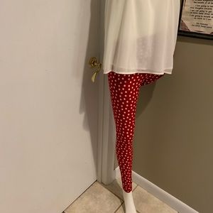 LuLaRoe Red & White Polkadot Leggins